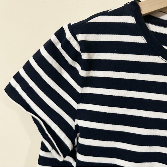 KATE SPADE New York Top Womens Sz. Medium Peplum Eyelet Hem Short Sleeve Striped - Picture 6 of 7